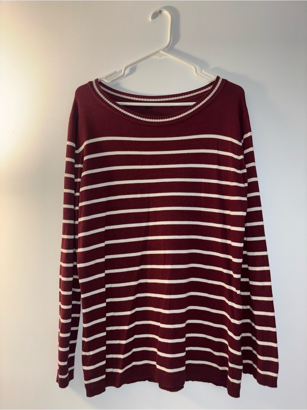 Striped Maroon and White Women's Sweater
